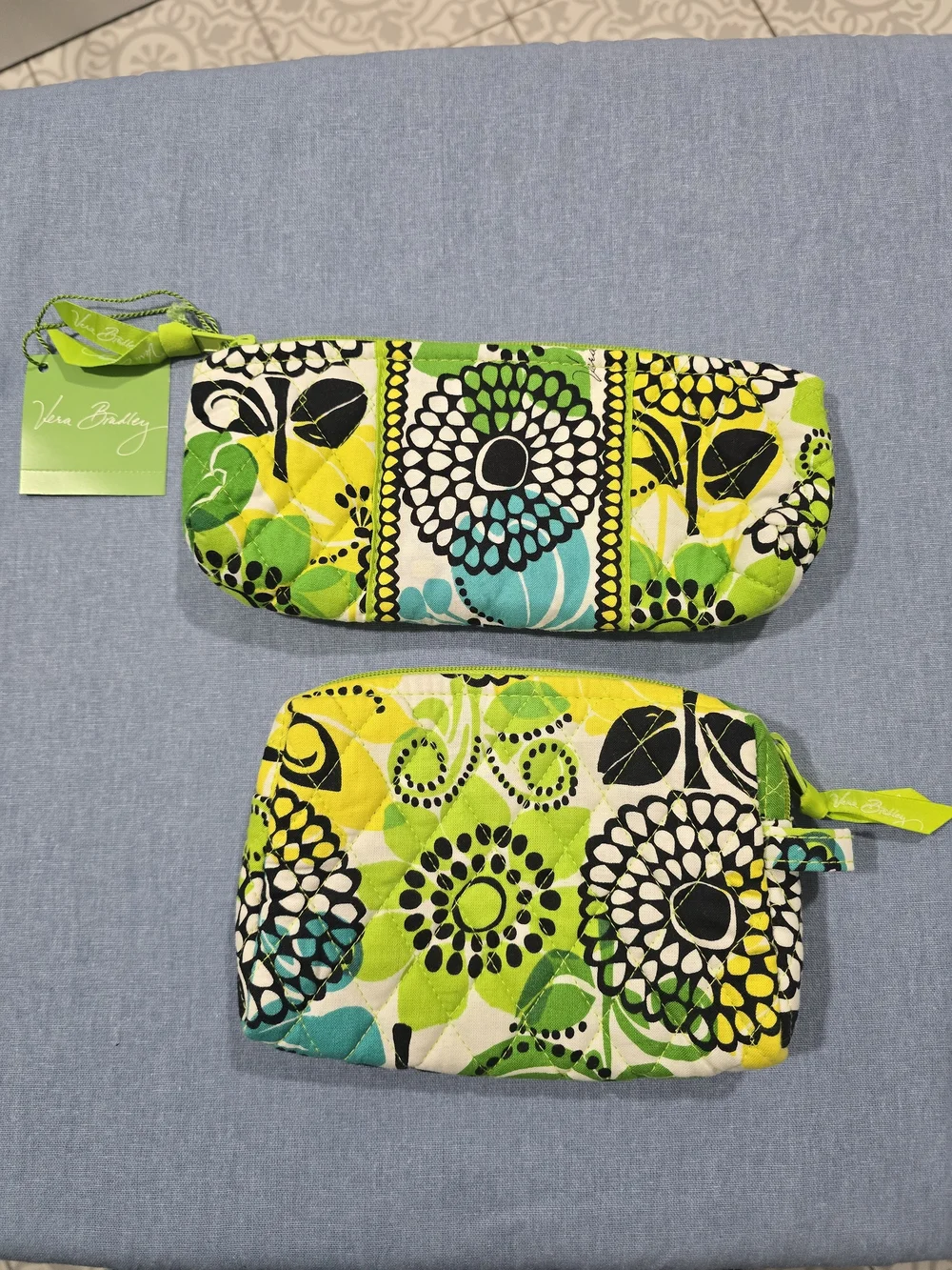 Vera Bradley Lime Floral Quilted Cosmetic Pouches